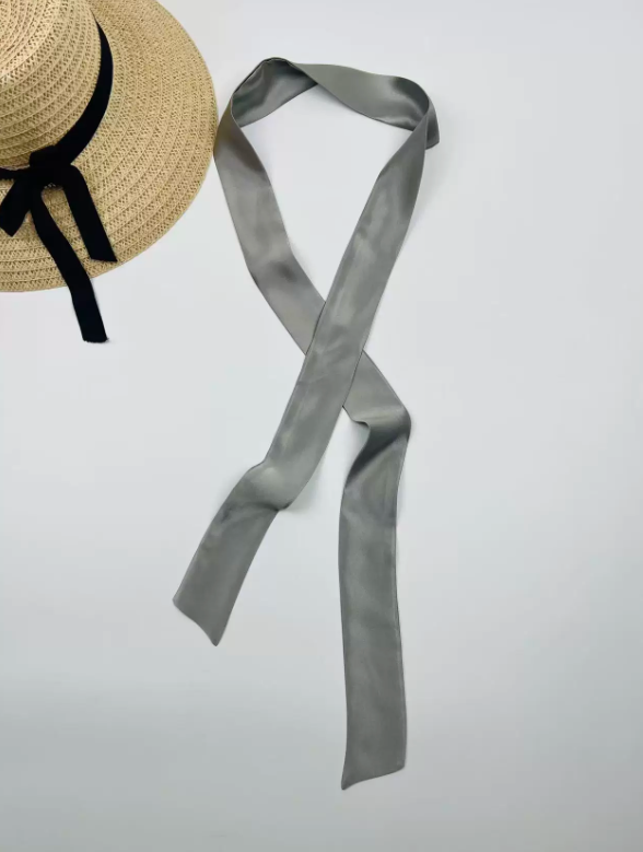 136×4cm Pure Silk Long Scarf - Versatile Hair Tie & Neck Wrap
