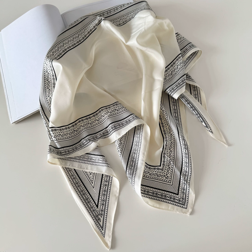 135×65cm Border Geometric Print Polyester Long Scarf For Women Two Colors