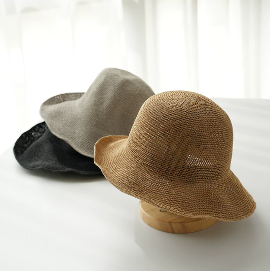 Woven Straw Foldable Travel Sun Hat - Wide Brim UV Protection, Packable Luxury Beach Hat