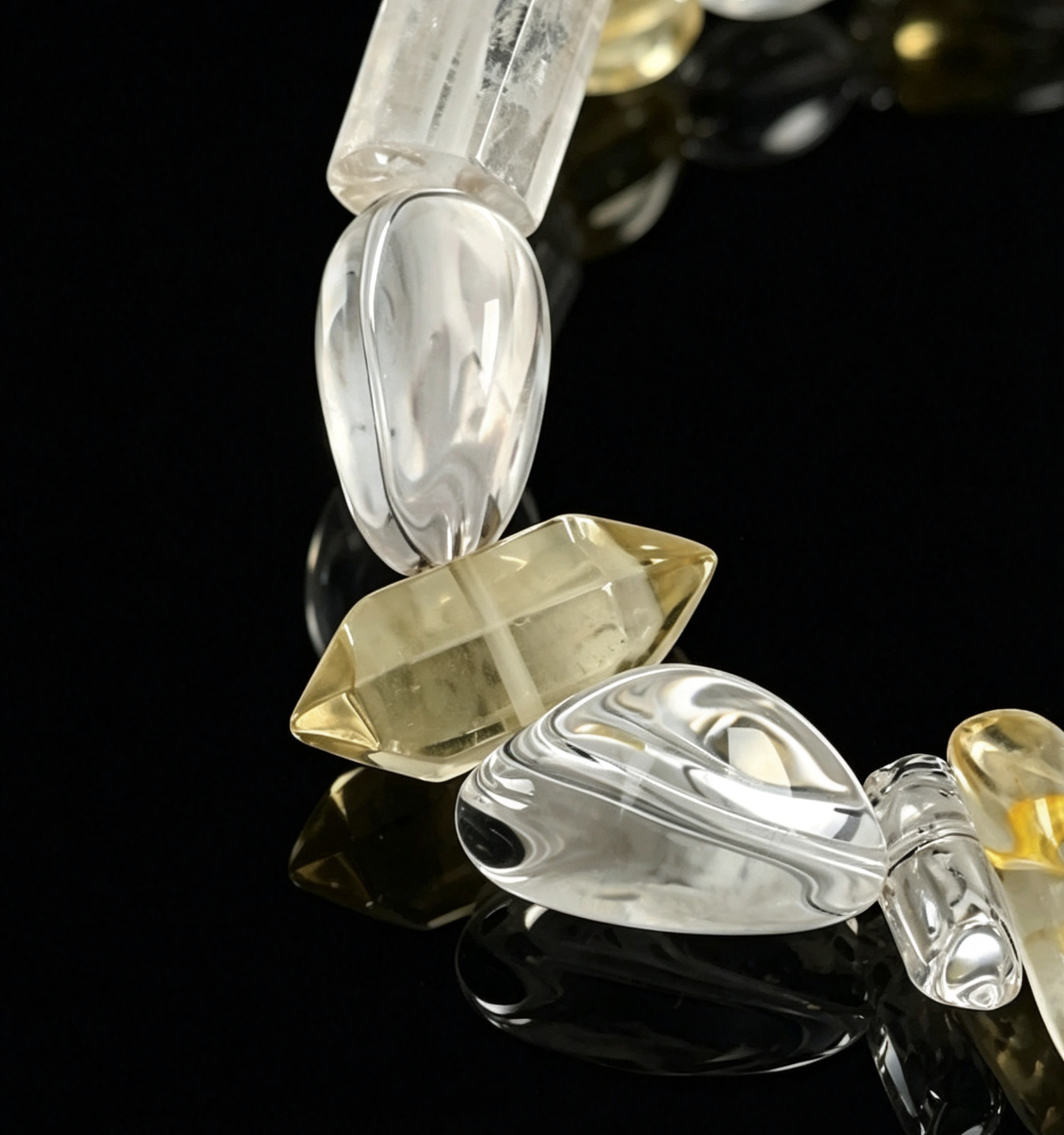 Natural Irregular Citrine & Clear Quartz Bracelet with Pearl, Handmade Energy Crystal Beaded Bracelet for Women