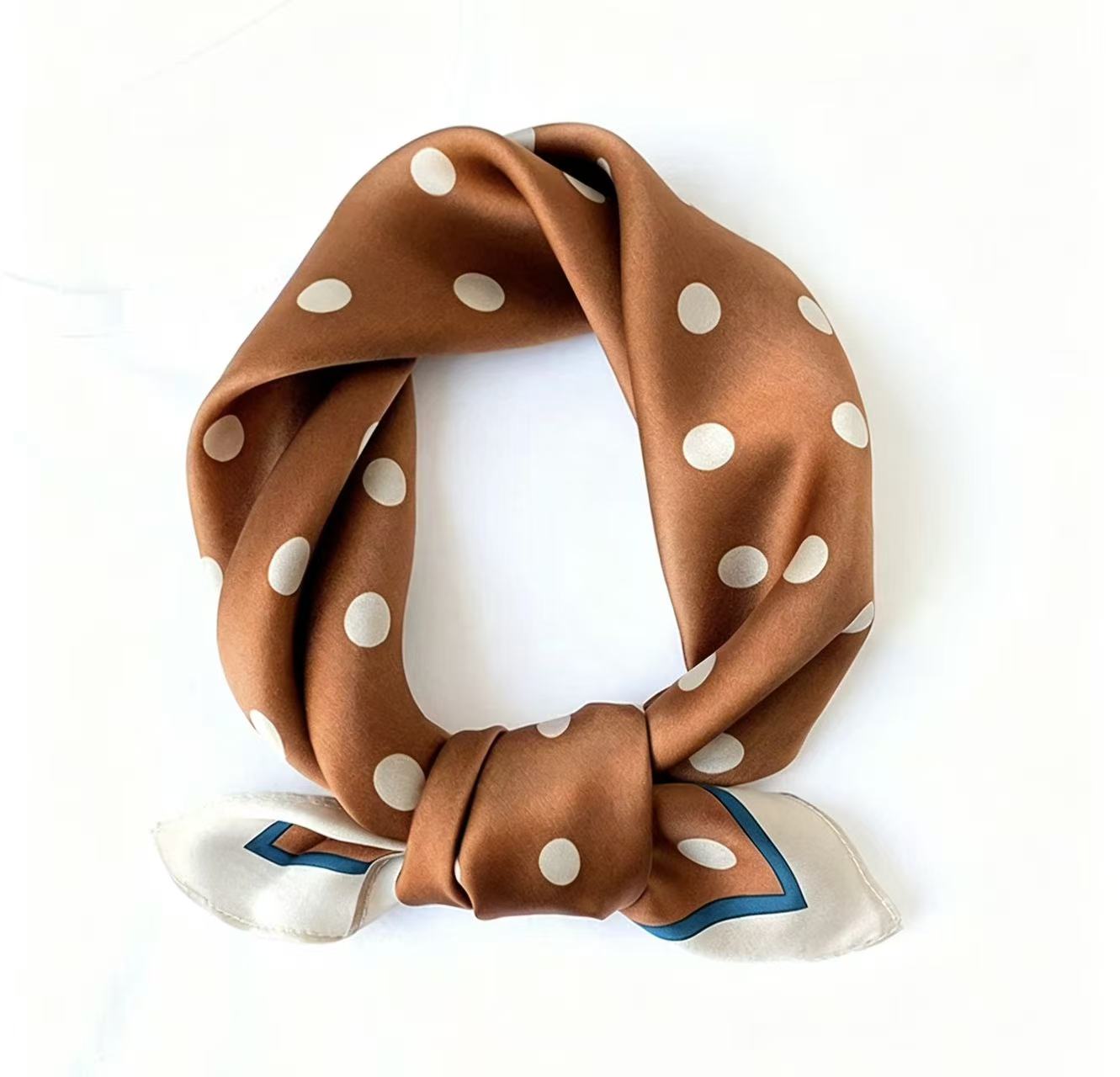 Caramel Polka Dot Mulberry Silk Scarf