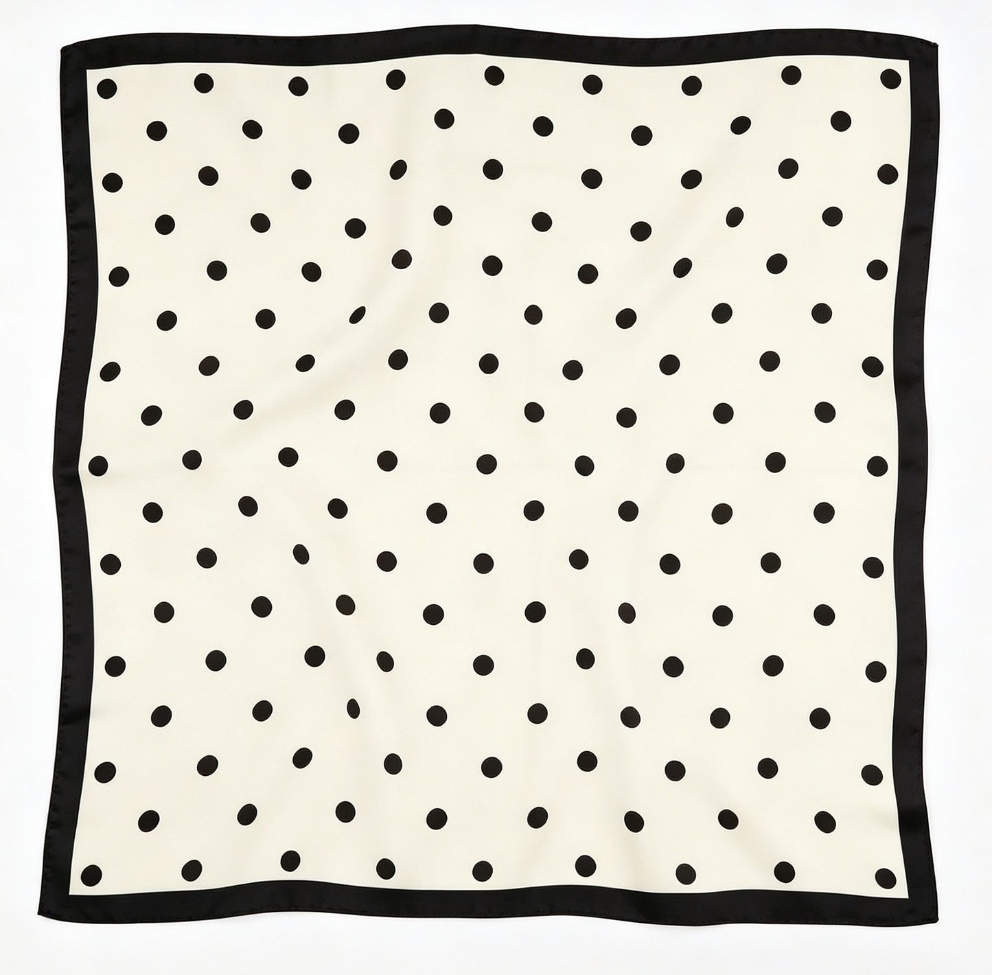 100% Mulberry Silk Polka Dot Scarf 53x53cm - Black & White French Style Square Bandana