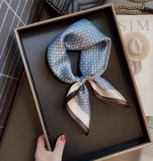 Light Blue Polka Dot Silk Scarf - 100% Pure Mulberry Silk, Versatile Square Scarf for Women