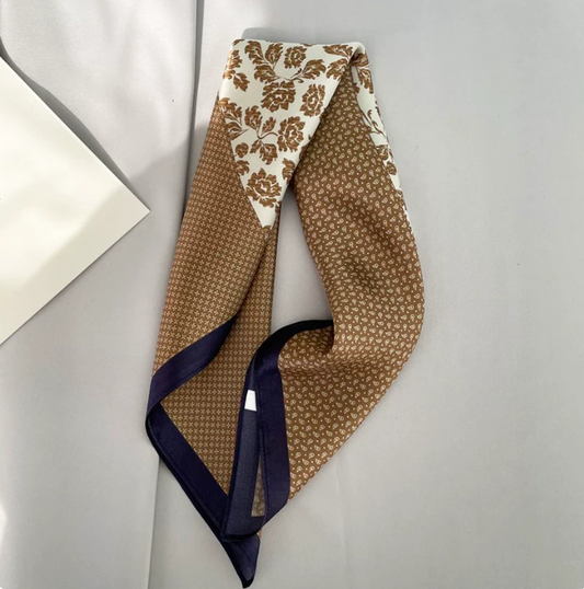 Brown Leopard Print Silk Scarf - 100% Pure Mulberry Silk Square Scarf