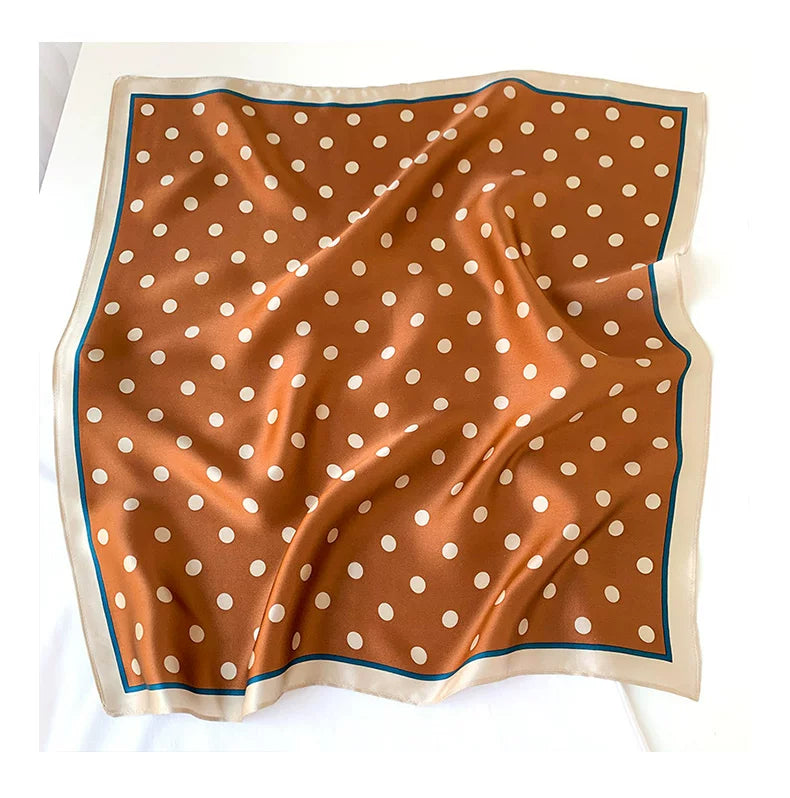 Caramel Polka Dot Mulberry Silk Scarf