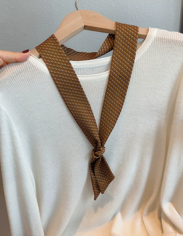 "SLIM TIE" POLYESTER NECK SCARF - MULTI COLORS