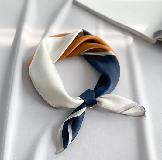Color Block Silk Scarf - 100% Pure Mulberry Silk Versatile Square Scarf