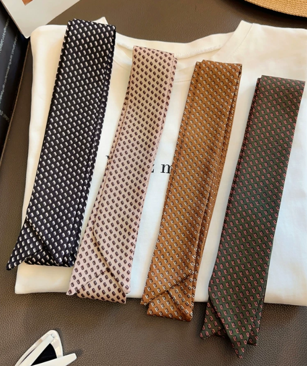 "SLIM TIE" POLYESTER NECK SCARF - MULTI COLORS
