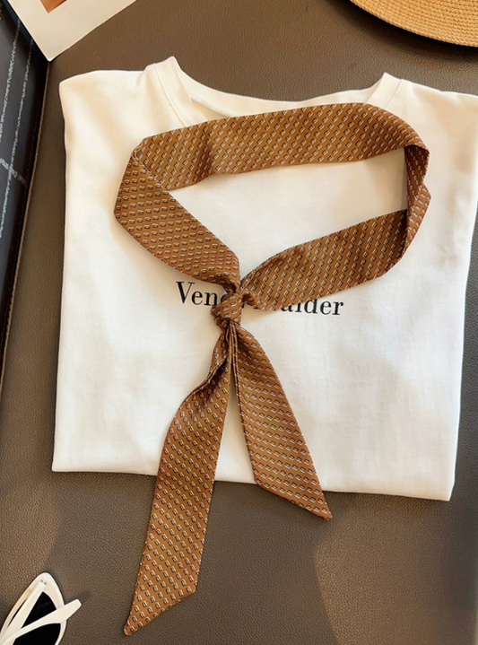 "SLIM TIE" POLYESTER NECK SCARF - MULTI COLORS
