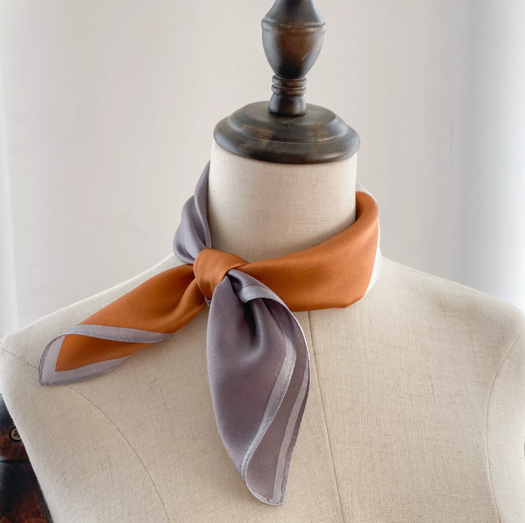 Color Block Silk Scarf - 100% Pure Mulberry Silk Versatile Square Scarf