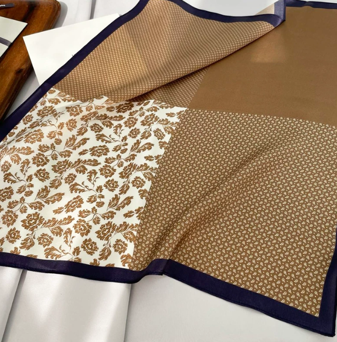 Brown Leopard Print Silk Scarf - 100% Pure Mulberry Silk Square Scarf