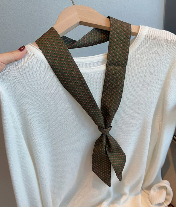 "SLIM TIE" POLYESTER NECK SCARF - MULTI COLORS